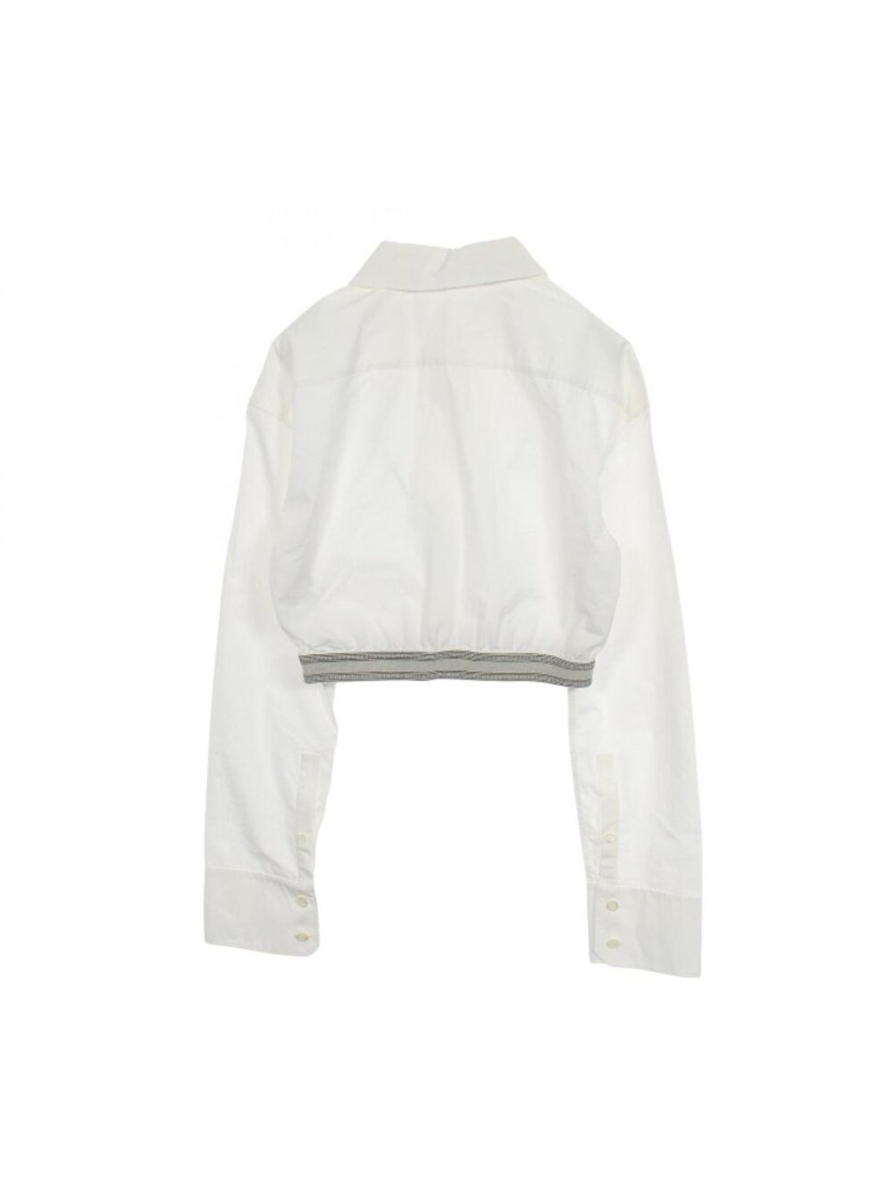 Loewe Long Sleeve Cropped Waistband White Cotton Shirt